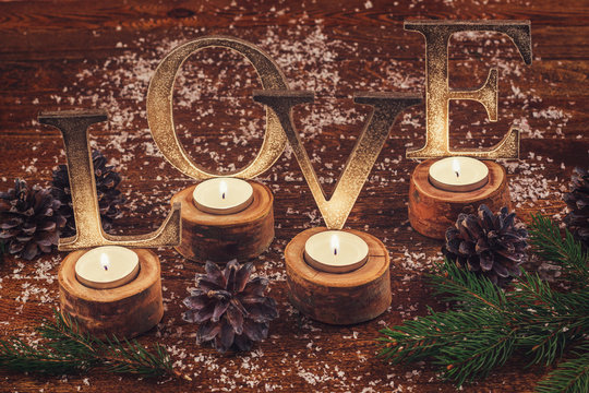 Wooden word Love decoration