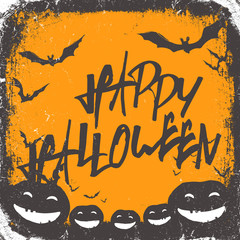 Halloween themed background with hand drawn lettering and bats s