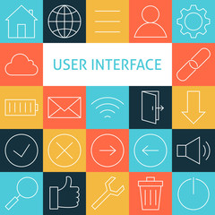 Poster - Vector Line Art Modern Web and Mobile User Interface Icons Set