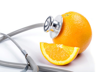 Orange with stethoscope