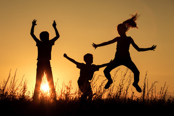 Wall Mural - Happy children playing in the park.