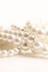 Wall Mural - Pile of pearl on the white background