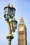 Fototapeta Big Ben - Big Ben and street lamp in London, England