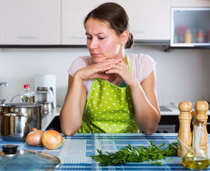 Canvas Print - Portrait of very tired housewife