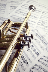 Trumpet on sheet music