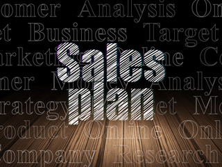 Marketing concept: Sales Plan in grunge dark room