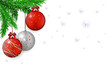 Christmas background with red balls and spruce