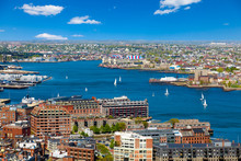 Boston Harbor And Waterfront Aerial View