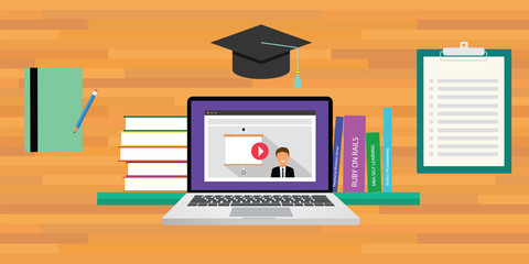 Poster - online or digital learning education concept
