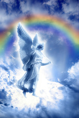 Wall Mural - angel with divine rainbow