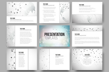 Poster - Set of 9 vector templates for presentation slides. Molecule