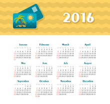 Sea Calendar For 2016. Week Starts Sunday.