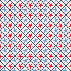 Poster - Seamless pattern with cross lines and starfish. 