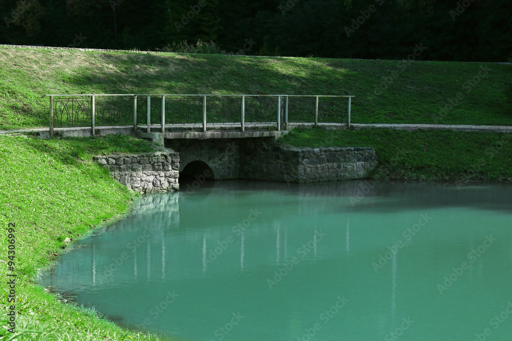 Lake in park Feofania. Kiev, Ukraine