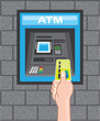 ATM human hand with a card Vector