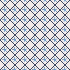 Poster - Seamless pattern with cross lines and starfish. 