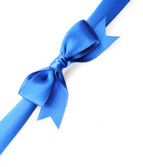 Wall Mural - Dark blue ribbon bow isolated on white