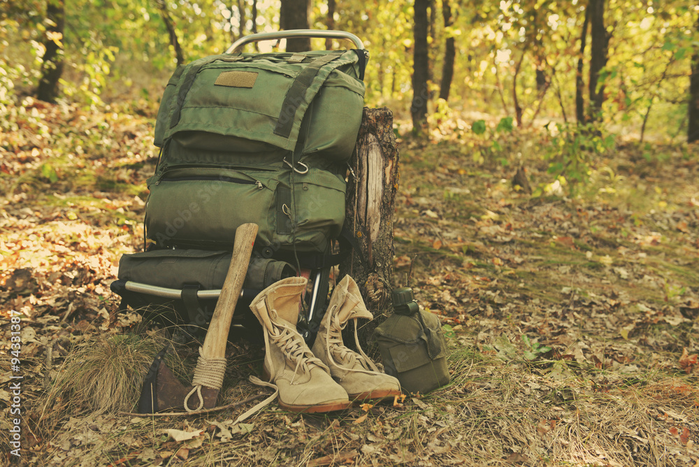 Tourist equipment in the forest