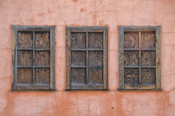 Wall Mural - Pink clay wall of old house