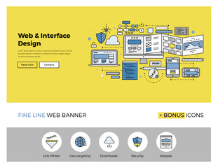 Fototapete - Website design flat line banner