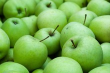 Heap Of Fresh Green Granny Smith Apples. Background Image
