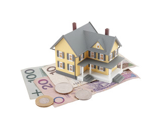 Canvas Print - House on polish money isolated on white