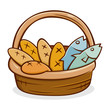 Five Bread And Two Fish in A Basket