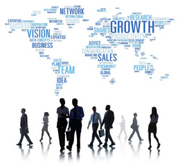 Poster - Global Business People Commuter Walking Success Growth Concept