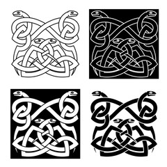 Canvas Print - Celtic snakes knot ornaments in tribal style