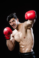 Wall Mural - Muscular man in boxing concept