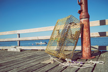 Lobster Traps At A Fishing Pier In New England