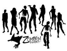 Zombie Silhouettes Walking Forward