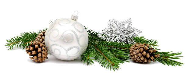 Christmas decoration balls with fir cones