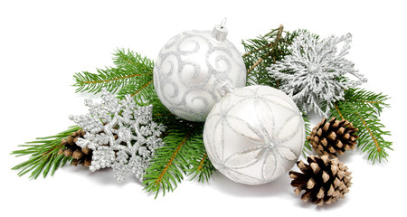 Christmas decoration balls with fir cones