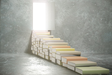 Poster - Steps from books into the open door