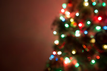 Christmas Tree Lights Bokeh Blurred Out Of Focus Background