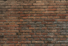 Empty Part Of Natural Brown Brick Wall. 