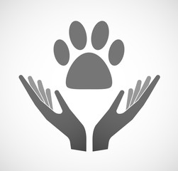 Poster - Two hands offering an animal footprint