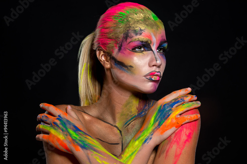 Fototapeta dla dzieci Halloween. Woman with creative make up.
