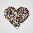 Large group of people in the heart sign  shape. Vector