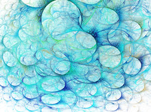 Blue Bubble Fractal Pattern On White Background