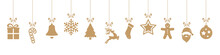Christmas Ornaments Hanging Gold Isolated Background
