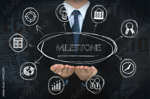 Fotografering Milestone concept image with business icons.