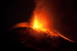 Leinwandbild Motiv volcano erupting lava red volcan geothermal fire magma glow dust tungurahua eruption eruption 28 11 2010 ecuador south america 2am local time volcano erupting lava red volcan geothermal fire magma gl