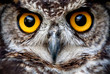 A close-up of a great owl's mesmerizing eye, capturing the wild beauty and intense focus of this nocturnal bird of prey in nature.