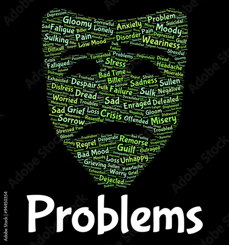 Problems Word Shows Stumbling Block And Dilemma Poster