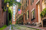 Fototapeta Uliczki - View of historic Acorn Street in Boston