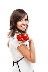 Wall Mural - Young woman with tomatos