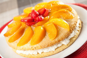 Wall Mural - Vanilla cake with peaches