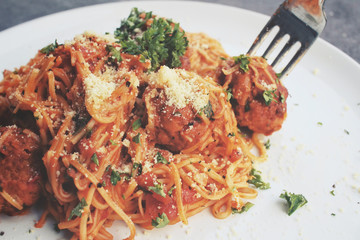 Canvas Print - Spaghetti with meatballs